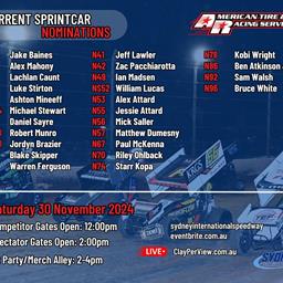 Current Sprintcar Nominations for November 30