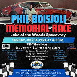 Next Event: Sunday, July 14 - Boisjoli Memorial - Hot Laps at 4pm, Racing at 4:30