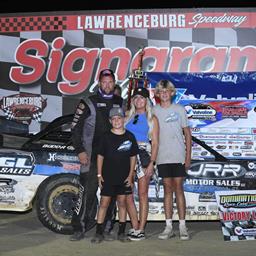 Jason Jameson picked up an emotional win with the tour on Sept. 14 at Lawrenceburg (Ind.) Speedway. (Ryan Roberts image)