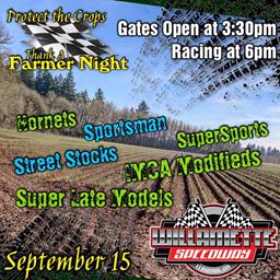 September 15th Protect The Crops/Thank A Farmer Night Next For Willamette; Kart Championship On Sunday