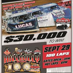 54th Annual Hillbilly 100 to Conclude on Thursday Night, Sept. 29th at Tyler County Speedway