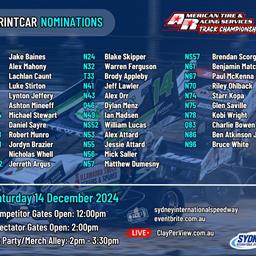 Saturday 14 December - Sprintcar Nominations