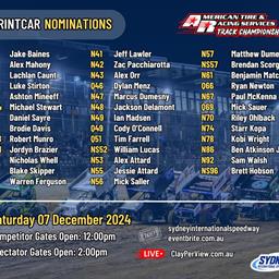 Sprintcars Nominations - Saturday 07 December 2024