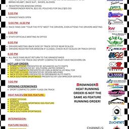 August 17, 2024 Race Day Schedule - Welcome back Southern United Sprints!