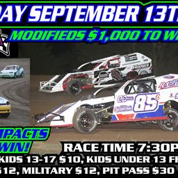 $1,000 to Win Modifieds and $500 to Win Sport Compacts Tonight!