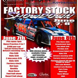 FACTORY STOCK SHOWDOWN PRESENTED BY FLOYD &amp; FLOYD &amp; PLATINUM BUILDING SOLUTIONS JUNE 7th &amp; 8th