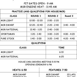 Race Day Itinerary for 6/22
