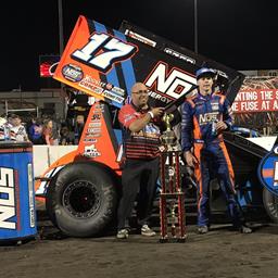 Haudenschild Overcomes Blown Tire and Dover Outlasts Cautions to Claim Wild Opening-Night Victories of Two-Day Event at Huset’s Speedway