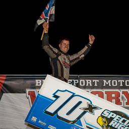 Ryan Smith slides into Victory Lane in the 2021 URC Season Opener at the Kingdom of Speed