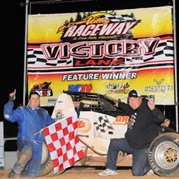Rob Caho, Jr. &amp;amp; Rob Caho, Sr. in SCVR Victory Lane following a dramatic win at the Badger State Championships on September 22.