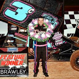 Ryan Tusing goes elbows up to win at the Historic Bloomington Speedway
