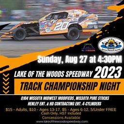 Next Event: Sunday, August 27 at 4:30pm (Races) Season Track Championship!