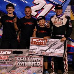 Brady Bacon in Thrilling Win with POWRi 410 Outlaw Sprints at Lee County Speedway’s Hawkeye Nationals