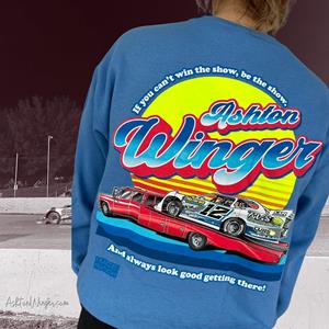 Ashton Winger Blue Retro Ramp Truck Crew Neck