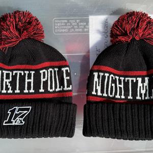 North Pole Nightmare Winter Pom Hat - Black/Red
