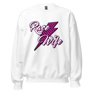 Race Wife Pink Adult Crew Neck Sweatshirt