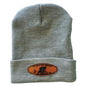 Leather Patch Long Cuff Beanie