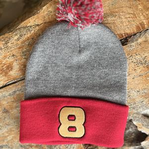 8 Red Puff Beanie