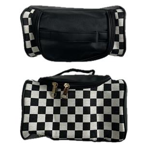 Zipper Checkered Print Bag With Top Handle