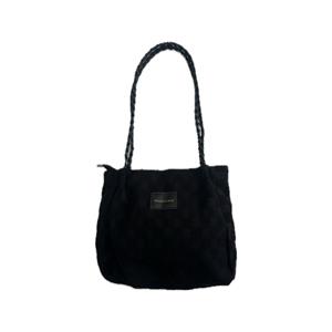 Black Checkered Tote Handbag