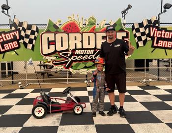 Zach and Silo Lopez in Cordele Motor Speedway (Cordele, GA) victory lane on May 31, 2025.