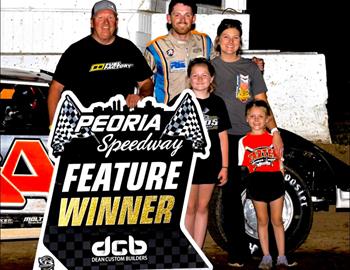 Myles Moos wins at Peoria Speedway on May 18.