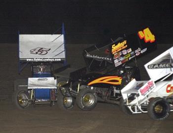 J.P. Bailey (45) and Eric Baldaccini (b4) tangle in the feature