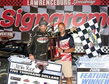 Josh Rice nabbed the Northern Allstars Late Model Series event at Lawrenceburg Speedway on May 17.