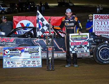 Josh Rice banked the $10,000 victory at Mudlick Valley Raceway on Saturday, June 15. (Ryan Roberts image)