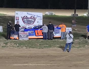 Matt Becker -wins at Callaway Raceway with the POWRi Late Models on August 23