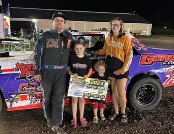 Nate Whitehurst who won the USRA - United States Racing Association Stock Car event at Mason City Motor Speedway on August 18