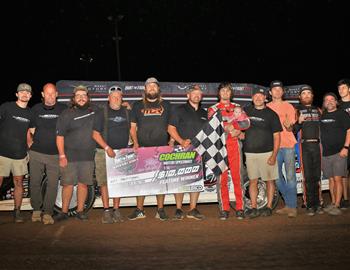 Wil Herrington hustled to the $10,000 victory with the Hunt the Front Super Dirt Series Super Late Models at Cochran (Ga.) Speedway on Saturday, June 3. (Richard Barnes image)