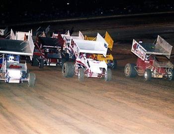 Three-wide salute at Fast Trax Speedway