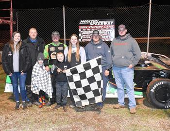 Dillard Hatchett took his Rocket Chassis to Victory Lane at Moulton (Ala.) Speedway on Friday, April 12 in Crate Racin USA 602 Late Model competition.