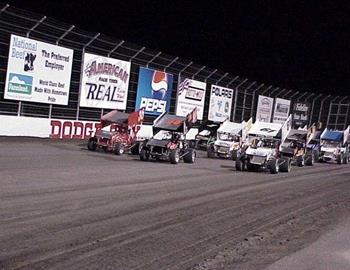 Three-wide salute at Dodge City Raceway Park