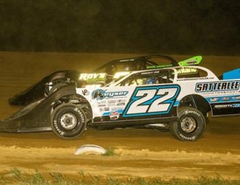 Gregg Satterlee claims $8,000 during the Gaston Memorial at Thunder Mountain Speedway on June 28