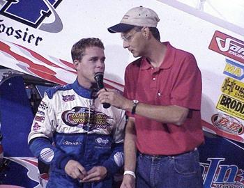 Mike Sweeton interviews Shane Stewart in victory lane