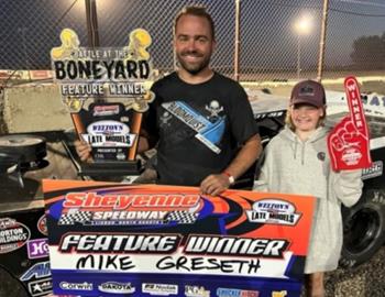 Mike Greseth grabbed the $1,200 victory with the Northern LateModel Racing Association (NLRA) at Sheyenne Speedway (Lisbon, N.D.) on Thursday night.