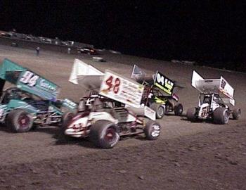 Three-wide into turn one.