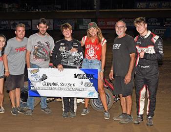 Gunnar in Victory Lane at Sweet Springs (Mo.) Motorsports Complex on September 9, 2022.