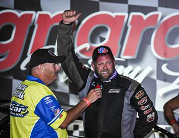 Jason Jameson picked up an emotional win with the tour on Sept. 14 at Lawrenceburg (Ind.) Speedway. (Ryan Roberts image)