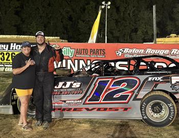 Travis Prevost won at Baton Rouge Raceway during the CRUSA Late Model feature on May 17.