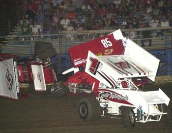 J.P. Bailey goes for a ride in heat race action