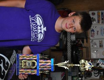 Kaleb with his 1st place trophy from the Cherry Bomb at Waverly, NE. on July 4th. Stephen Brua