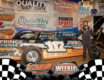 Justin Fite wins the Limited Late Model feature at Lancaster Motor Speedway on March 29.