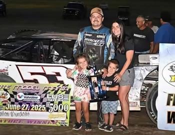 Colten Burdette earned a $5,000 Valvoline American Late Model Iron-Man Series payday with a last-lap pass at Limaland Motorsports Park on Friday, June 27. (Mike Campbell photo)