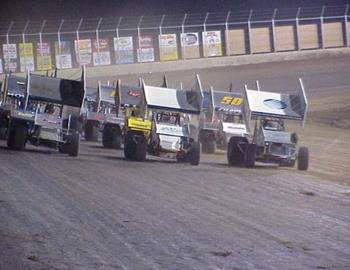 Thee-wide salute at Outlaw Motor Speedway