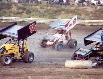 Ron Rosenboom (30) leads a pair of cars