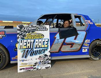 Kyle Vanover and Bigg Johnson Racing won the IMCA Stock Car division at Beatrice Speedway on April 25. (Heat race winner photo shown)