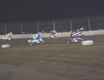 The top 4 (and a lapped car) on the final lap